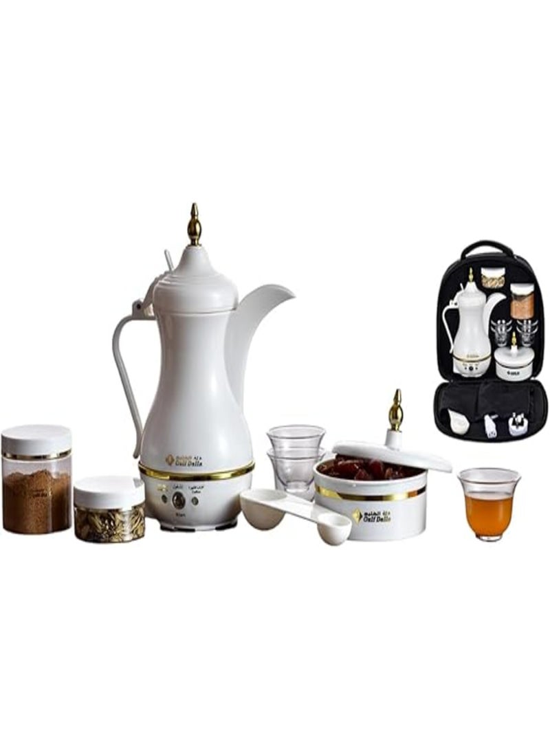 Gulf Dalla Electric Arabic Coffee Maker Set With Travel Bag, 400ml Capacity, 850W Power, Storage Containers And Cups, White GA-C94841 - Image 3